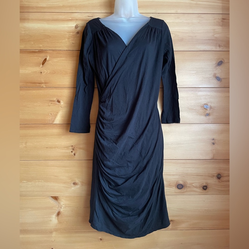 Velvet by Graham and Spencer black side ruched cotton dress
